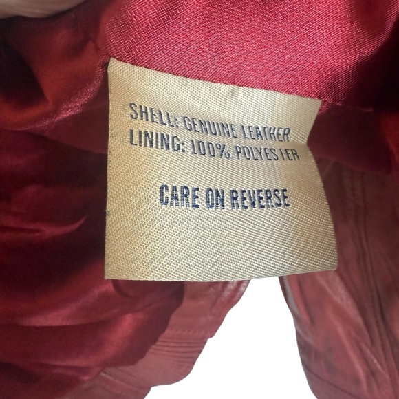 VTG! Wilsons Leather Women’s 2X Red Cafe Racer Motorcycle Jacket Zipper Accents - Picture 10 of 11